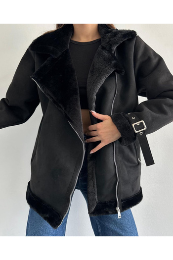 MyBella New Season Imported Suede Pile Coat Trench Coat Coat