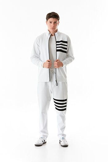 Fulla Moda Leg Stripe Sweatpants with Elastic Waist