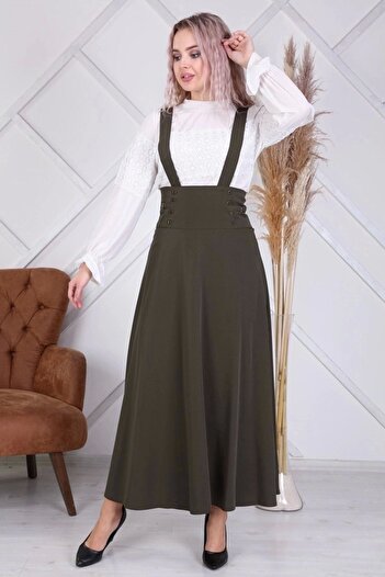 apsen Women's Navy Blue Button Detailed Hijab Salopet Skirt 1951/106