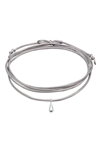 ELLI Necklace Ladies Choker Drop Pendant with satin black in 925 sterling silver