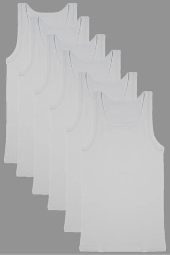 PİERLES 6 Pieces of White Men's Undershirt, 100% Cotton Men's Combed Cotton Undershirt