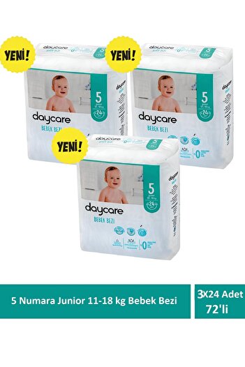 Daycare Junior Size 5 - 11-18 kg Baby Diapers, 3X24 72 Pieces