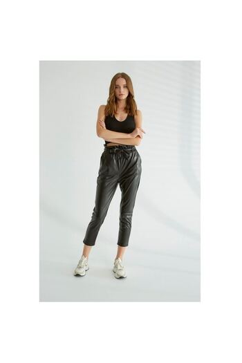 Robin Women's Belt Detailed Leather Trousers D83558