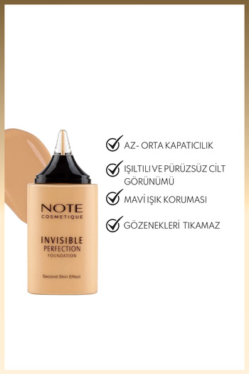 NOTE Invisible Perfection Foundation Hafif Yapılı Doğal Bitişli Fondöten - 180 Warm Sand