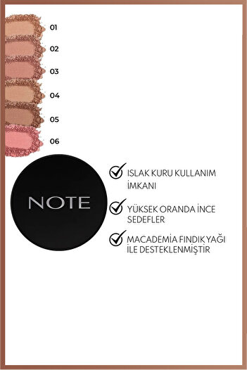 NOTE Baked Blusher Işıltılı Fırınlanmış Toz Allık - 01 Pleasure