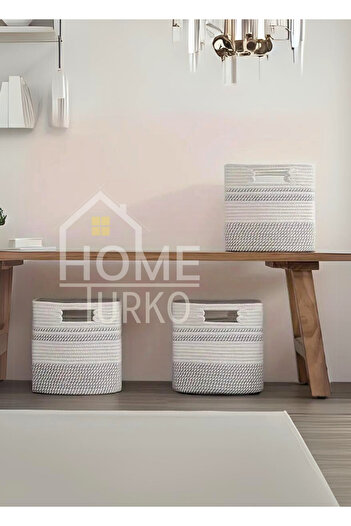 HomeTurko Jute 3-Piece Hand-Woven Organizer Box Home Office Room Hotel Storage Accessory