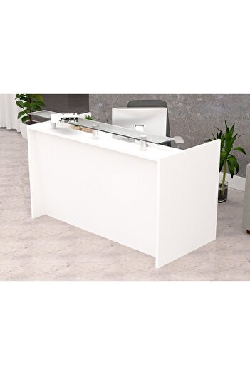 Mahmayi R06 White Office Reception Desk Without Drawers - 180cm