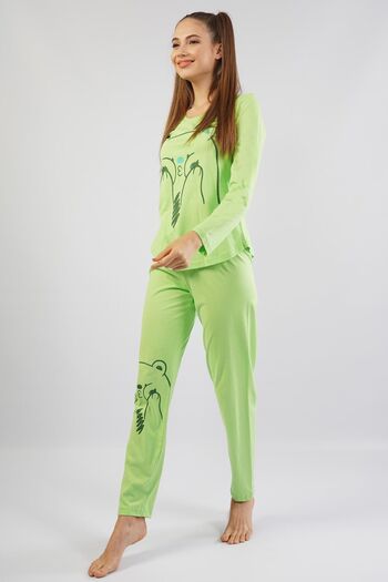 Espuar Kadın %100 Pamuk  Fıstık Yeşili Penye Pijama Takımı