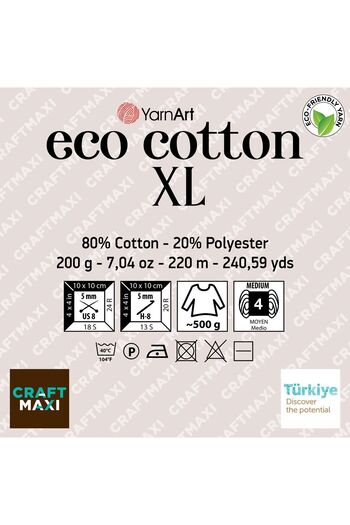 Yarnart Eco Cotton Xl - Κρέμα με νήματα πλεξίματος στο χέρι-762