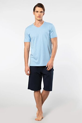 Cacharel Set tricou cu decolteu în V și pantaloni scurți bermude - 50% bumbac 50% modal