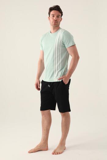 Arnetta Short Sleeve Men's Bermuda Set, Plus Size Shorts Set, 100% Cotton Bermuda Set