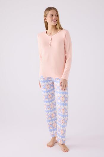 Arnetta Kadın Somon Kışlık Termal Pijama Takım, İçi Şardonlu