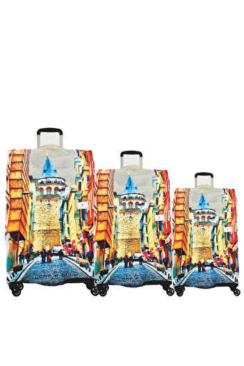 MY SARACİYE My Galata 17 - Large, Medium, and Cabin Size Saddler Suitcase and Suitcase Cover Set