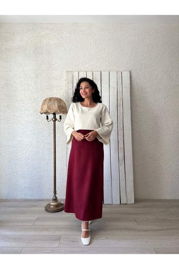 KÜÇÜĞÜM BUTİK Burgundy Long Skirt