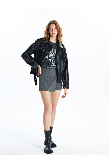 LC Waikiki LCW Damen-Shortsrock mit geradem Bund und Reißverschluss