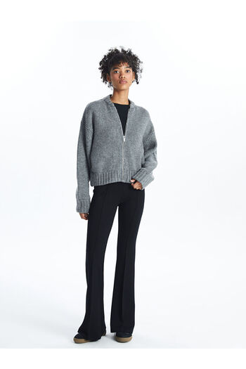 LC Waikiki Women's Knitwear Cardigan - Plain, Long Sleeve and College Collar