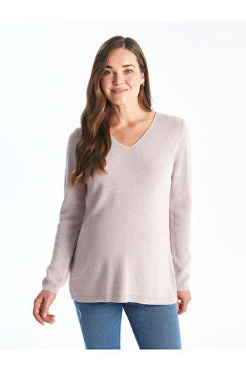 LC Waikiki Long Sleeve V-Neck Maternity Knitwear Sweater