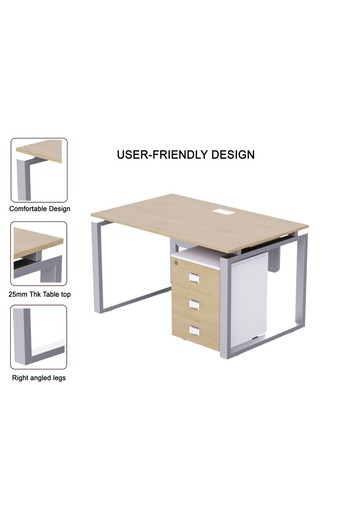Mahmayi Carre 5114 Modern Workstation with Drawer  Desk Natural Davos Oak Ideal for Home