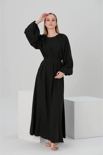 Jupe Balloon Sleeve Belted Dress