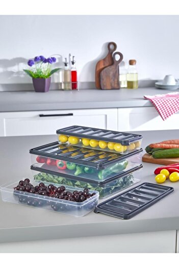 KRM HOME 4 Piece Leak Proof Storage Container Breakfast And Ice Box Storage Container Vacuum Lid Set