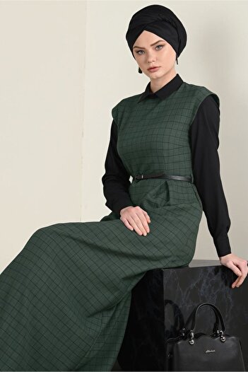 Alvina Plaid Patterned Belted Dress - 4652