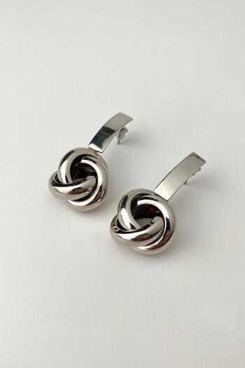 Modex Silver Color Intertwining Dangle Earrings (4cm)