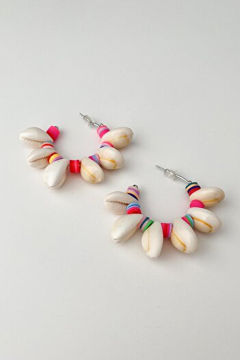 Modex Colorful Seashell Figured Hoop Earrings (3cm)