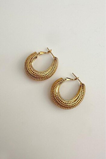 Modex Gold Yellow Solid Brass Basket Earrings