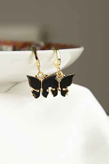 Modex Black Butterfly Figured Earrings