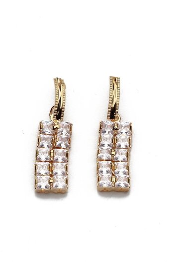 Modex Gold Color Square Baguette Stone Dangle Earrings 84cm)