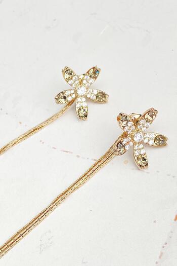Modex Clover Figured Jewelled Dangle Earrings