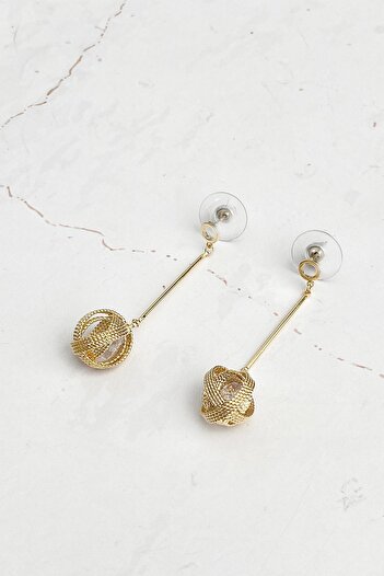 Modex Gold Color Rhinestone Ball Dangle Earrings (5cm)