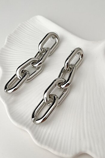 Modex Silver Color Chain Earrings