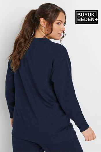 Superlife Kadın Büyük Beden Bisiklet Yaka İnce Sweatshirt SPR24BSWK56