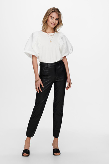 ONLY Onlemily Regular Fit High Waist Straight Leg Leather Pants Pants 15209293