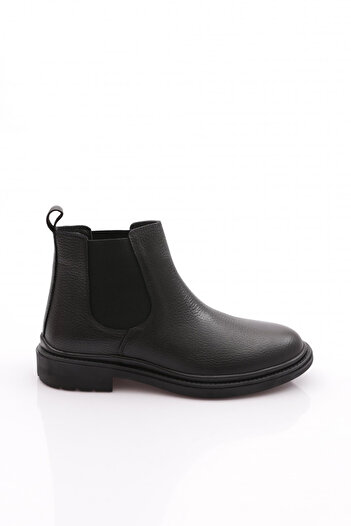 DGN Men's Rubber Sole Chelsea Boots Black Floater Genuine Leather 61310223210