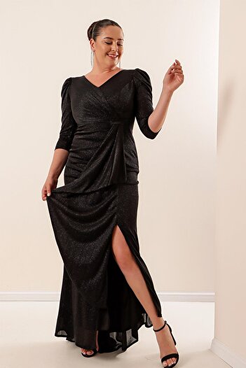 By Saygı Φόρεμα με φουντωτό μπροστινό φόρεμα Glitter Plus Size