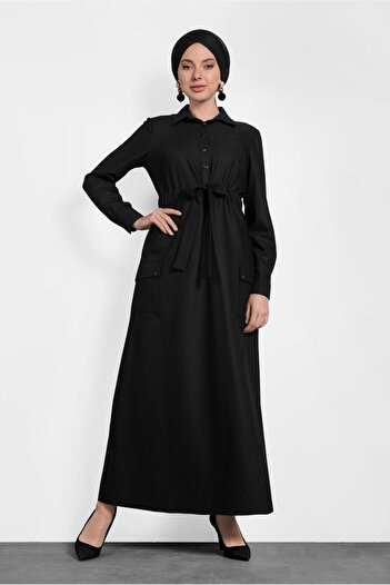 Alvina Buttoned Waist Tie Dress 40194