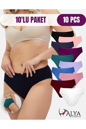 ALYA UNDERWEAR Chiloți de damă colorați din bumbac - Slip Bato - Pachet de 10