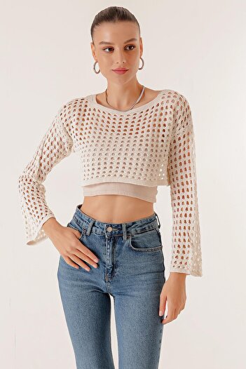 By Saygı Hole Crop Sweater