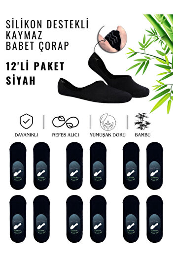 FKM Silikon Destekli Kaymaz Bambu Babet Çorap