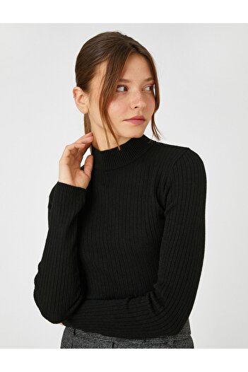Koton Ribbed High Collar Knitwear Sweater