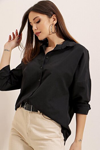 By Saygı Oversize Uzun Basic Gömlek