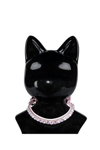 reyselstyle PINK LEATHER WITH ZIRCON STONES AND Rhinestones for CATS AND DOGS