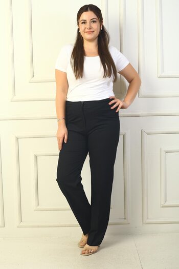 By Saygı Imported Crepe Plus Size Trousers with Elastic Sides