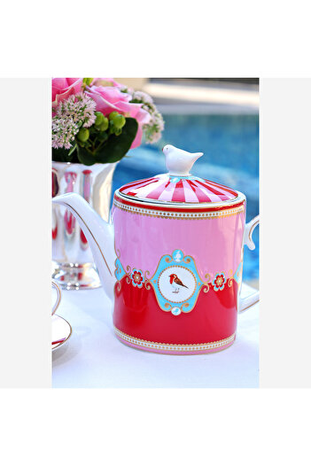 Pip Studio Love Birds Kırmızı Pembe Porselen Demlik 1300 Ml