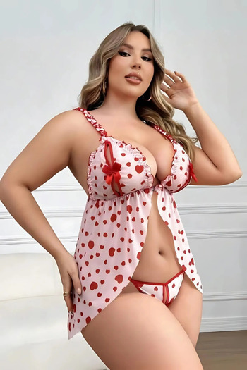 Bernato Heart Pattern Romantic Elegant Fancy Nightgown