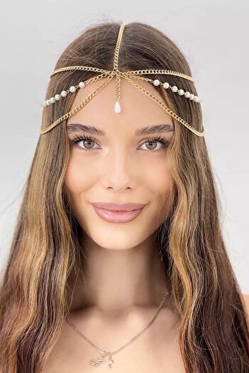 New Obsessions Pearl Detailed Hand-Safa Women's Forehead