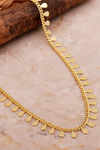 Sümer Telkari Damla Pullu Altın Kaplama Choker Gümüş Kolye 7976