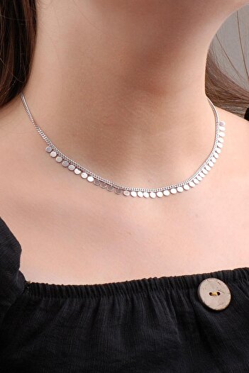 Sümer Telkari Pullu Choker Gümüş Kolye 6574
